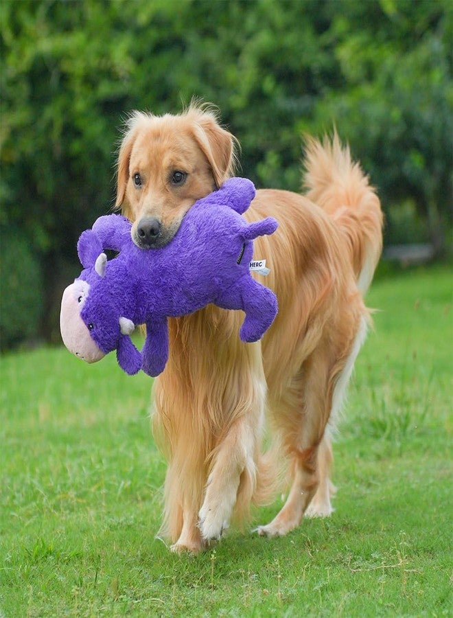 هيرو لعبة كلب عملاقة من القطيفة تُصدر صوتًا - ألعاب كلاب تصدر صوتًا - لعبة متينة مع صفارة، مقاس كبير جدًا، بقرة - Image 5